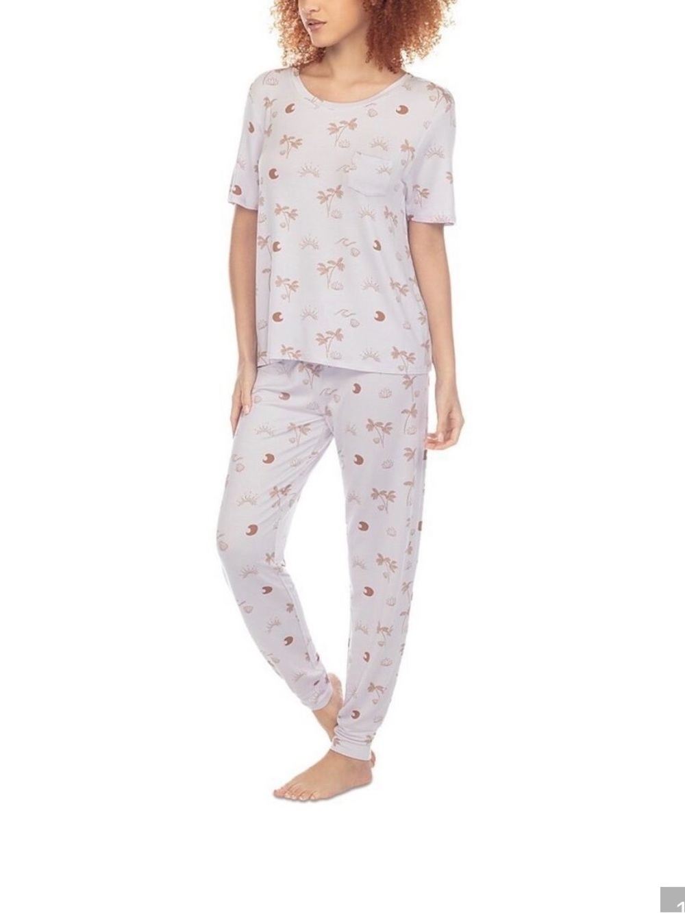 Honeydew Intimates Lavender Short-Sleeve Moon & Palm Pajama Set